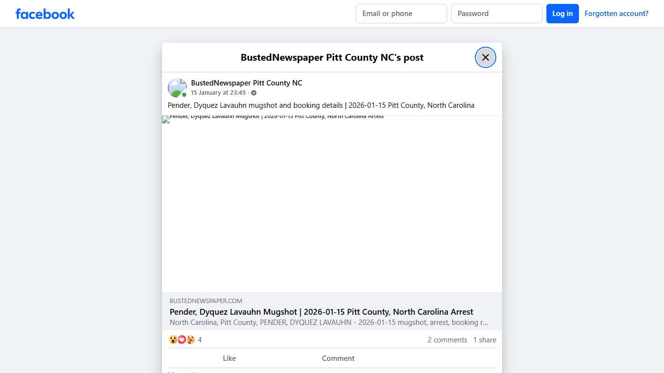 Pender, Dyquez Lavauhn... - BustedNewspaper Pitt County NC Facebook