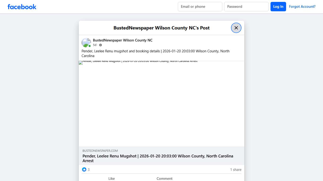 Pender, Leelee Renu... - BustedNewspaper Wilson County NC Facebook